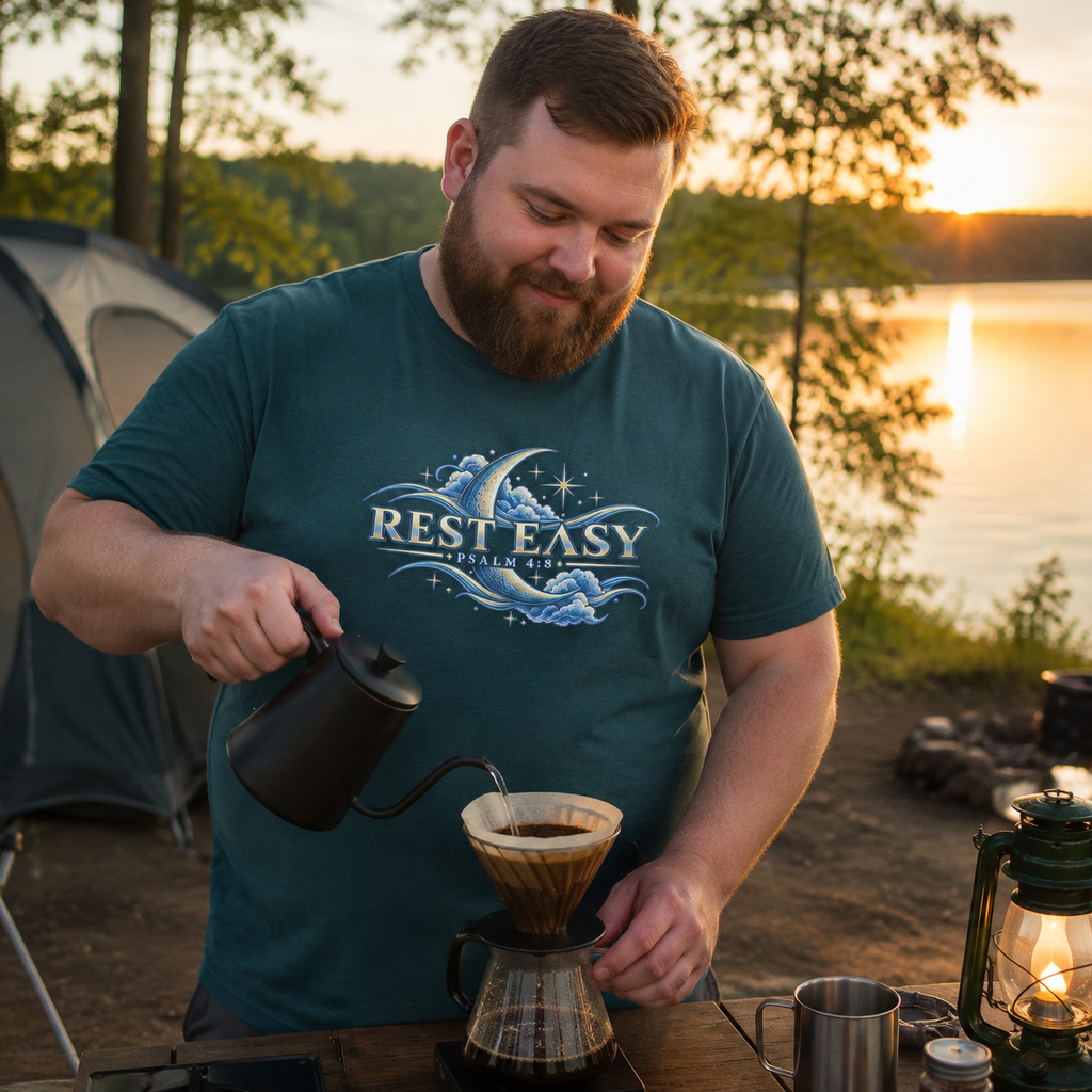 Rest Easy | Psalm 4:8 Men's Christian T-Shirt