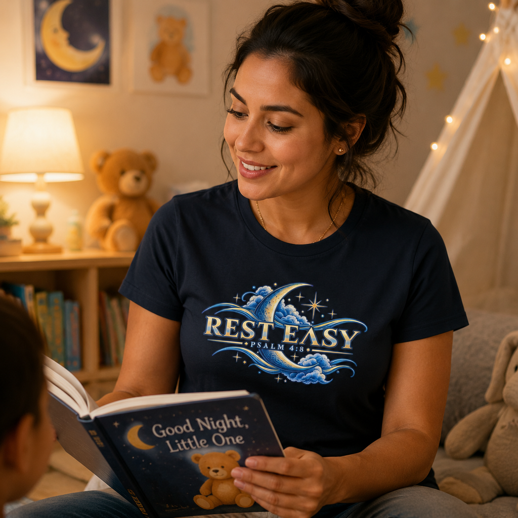 Rest Easy | Psalm 4:8 Women's Christian T-Shirt