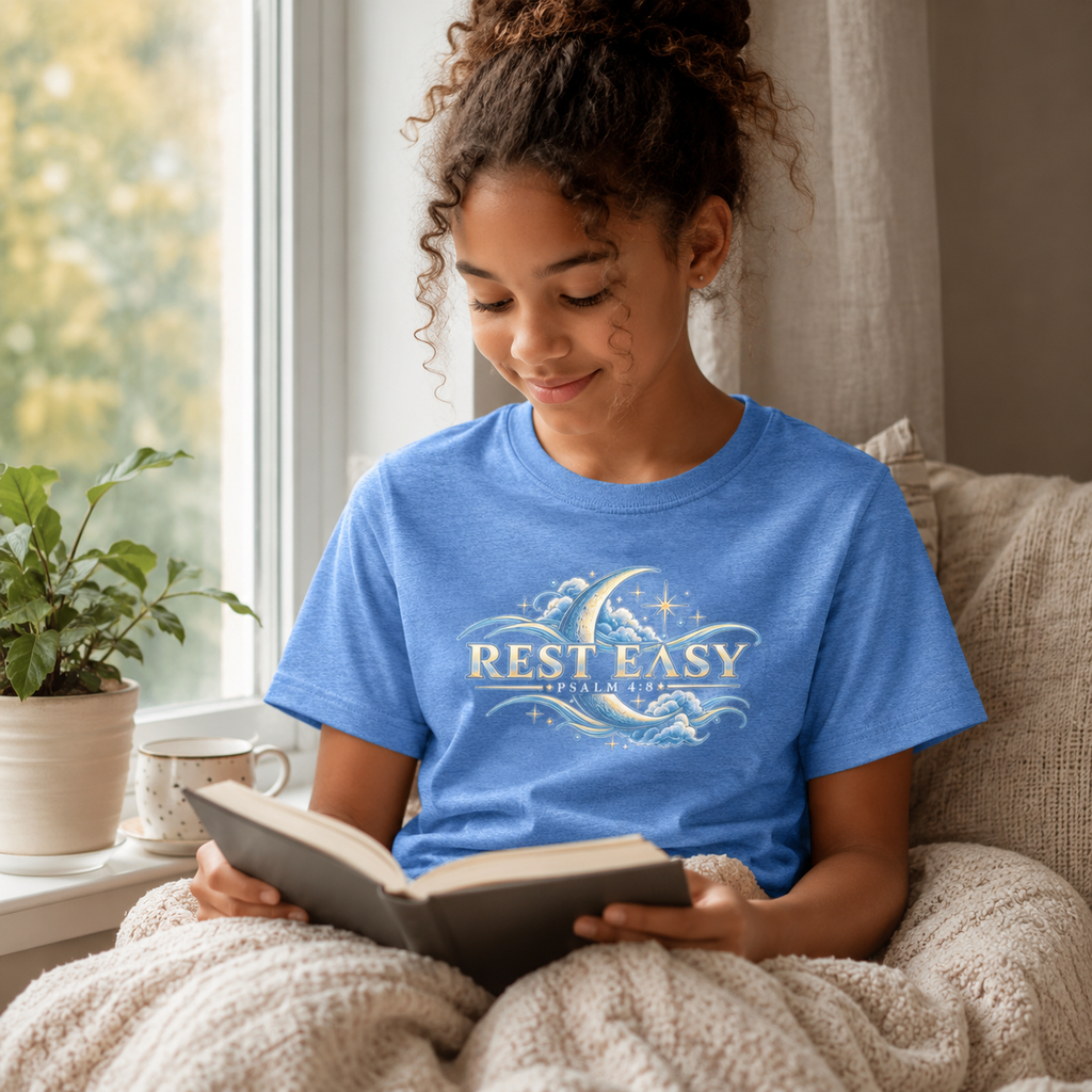 Rest Easy | Psalm 4:8 Youth Christian T-Shirt