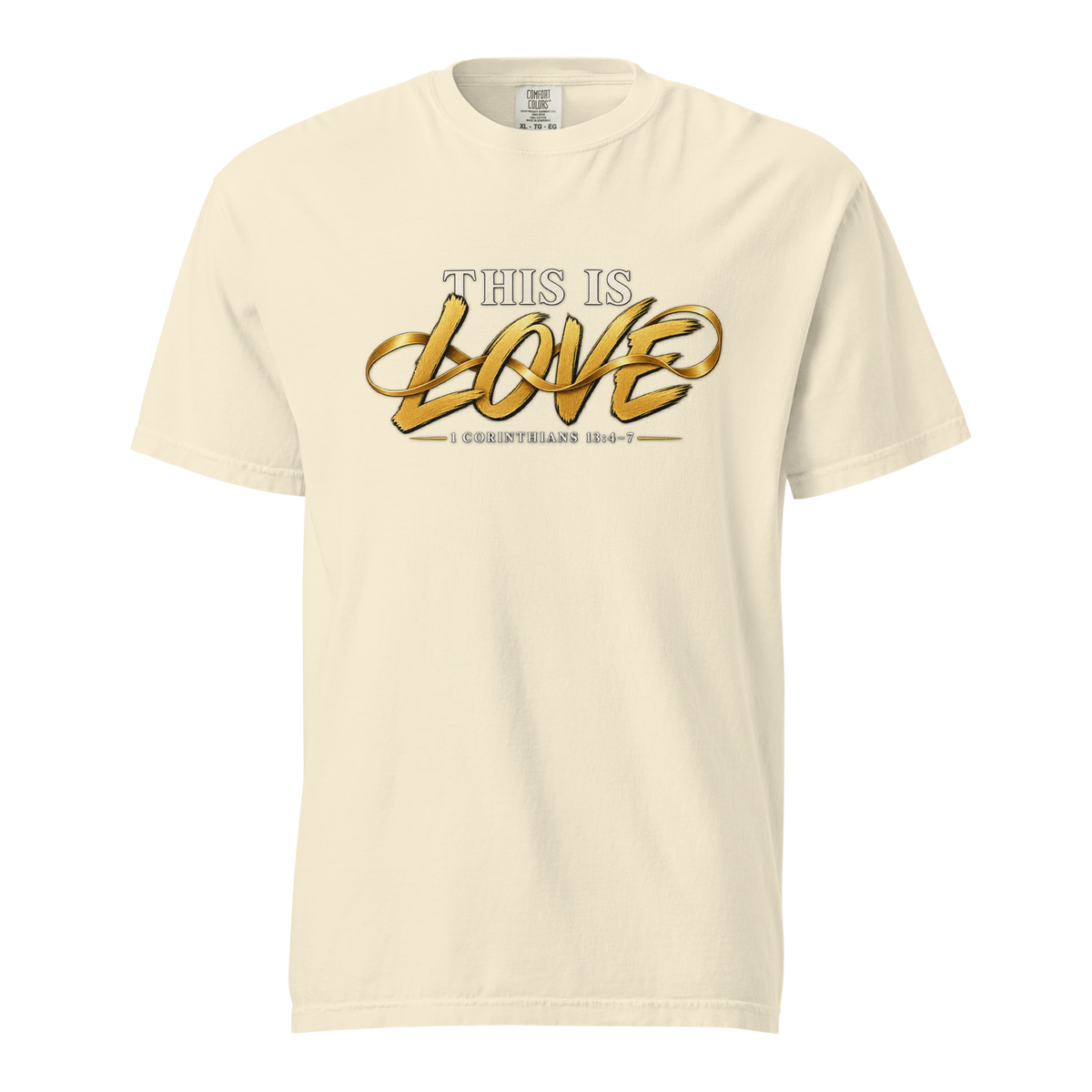 Men's this is love Christian T-shirt ivory front mockup