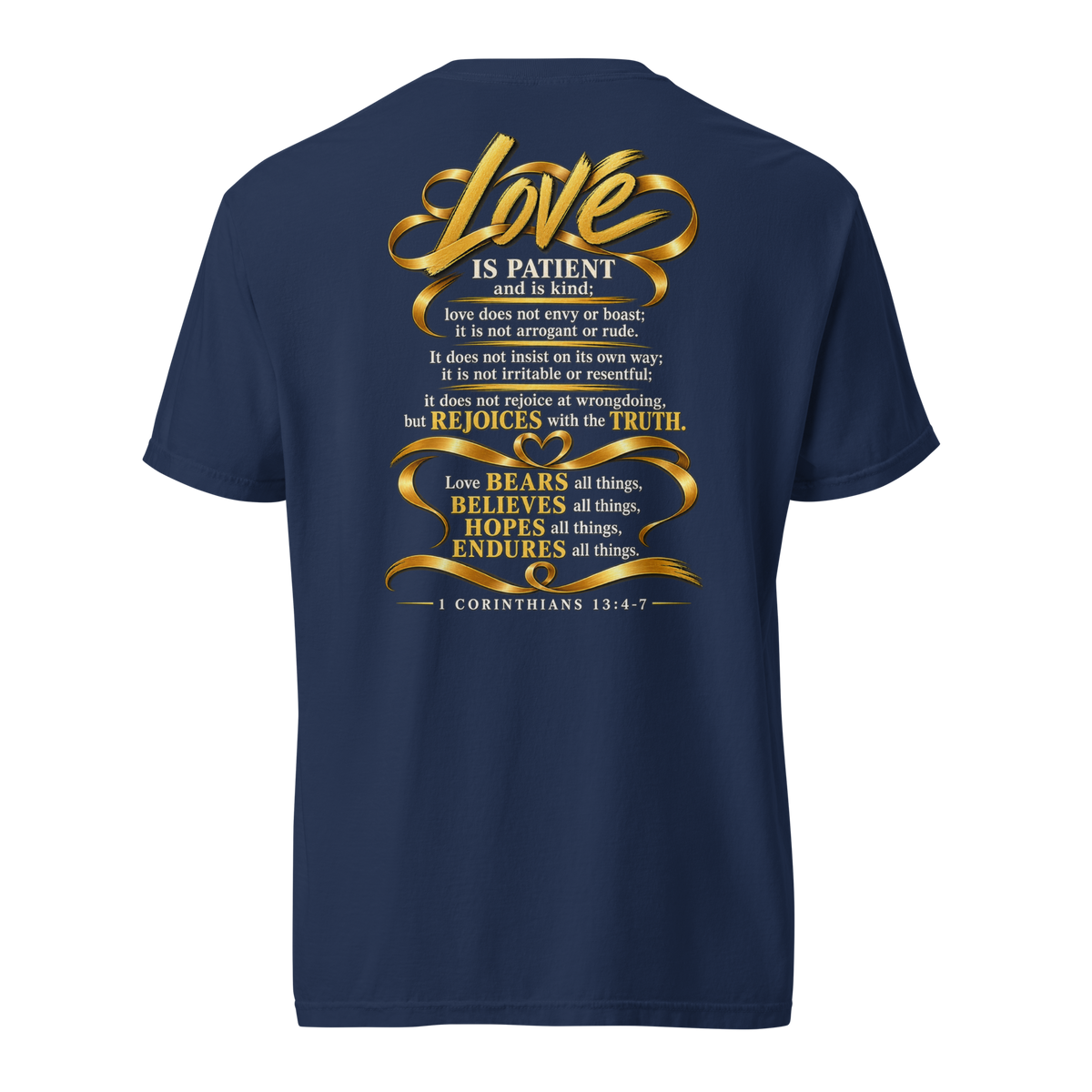 Men's this is love Christian T-shirt true navy back mockup