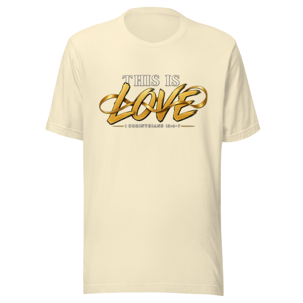 Women's this is love Christian T-shirt natural front mockup
