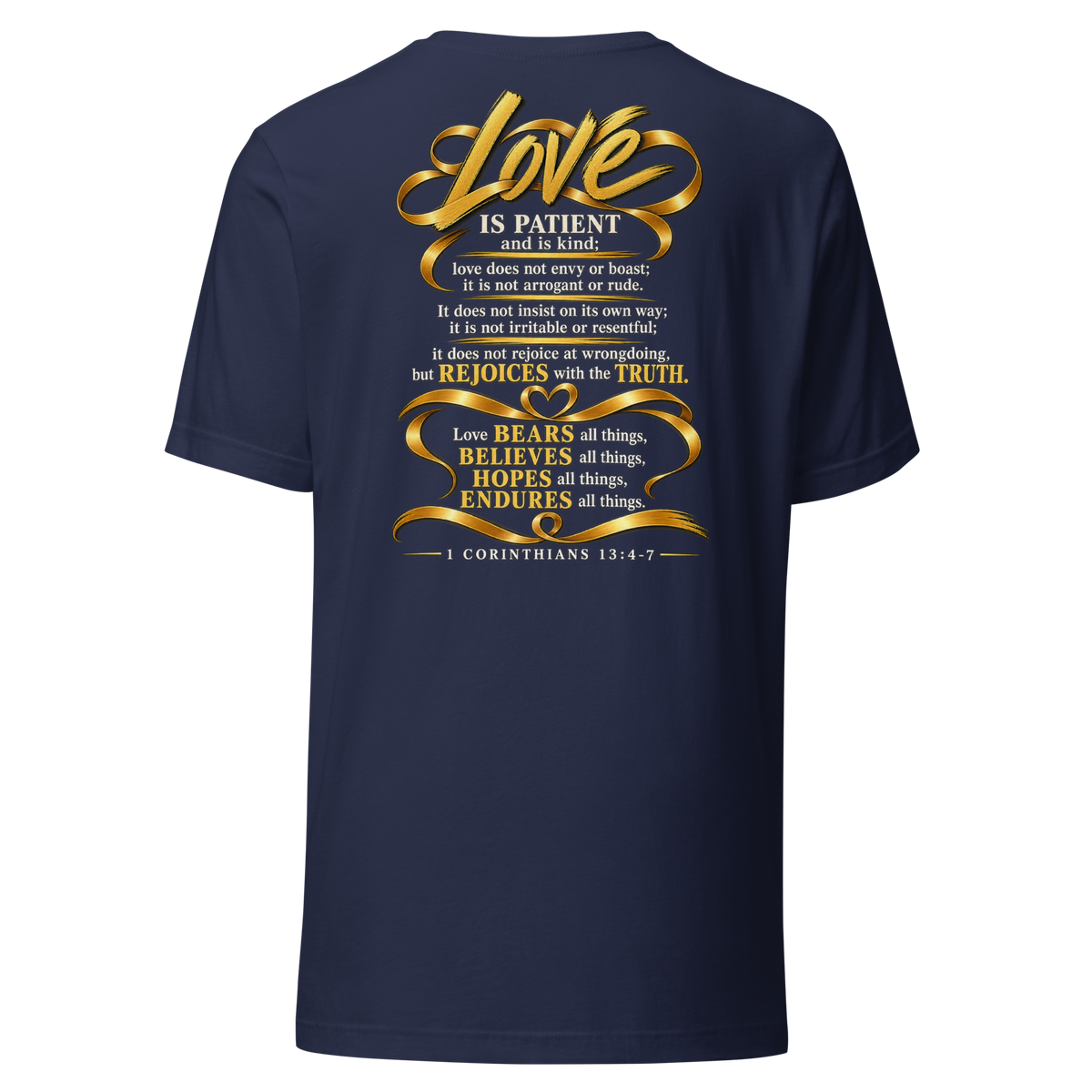 Women's this is love Christian T-shirt navy back mockup