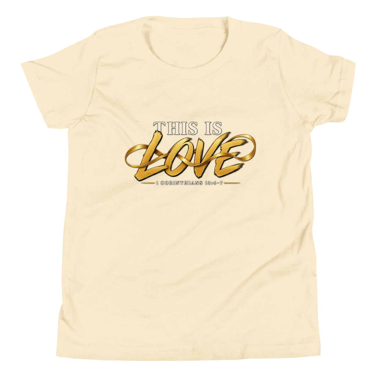 Youth this is love Christian T-shirt natural front mockup