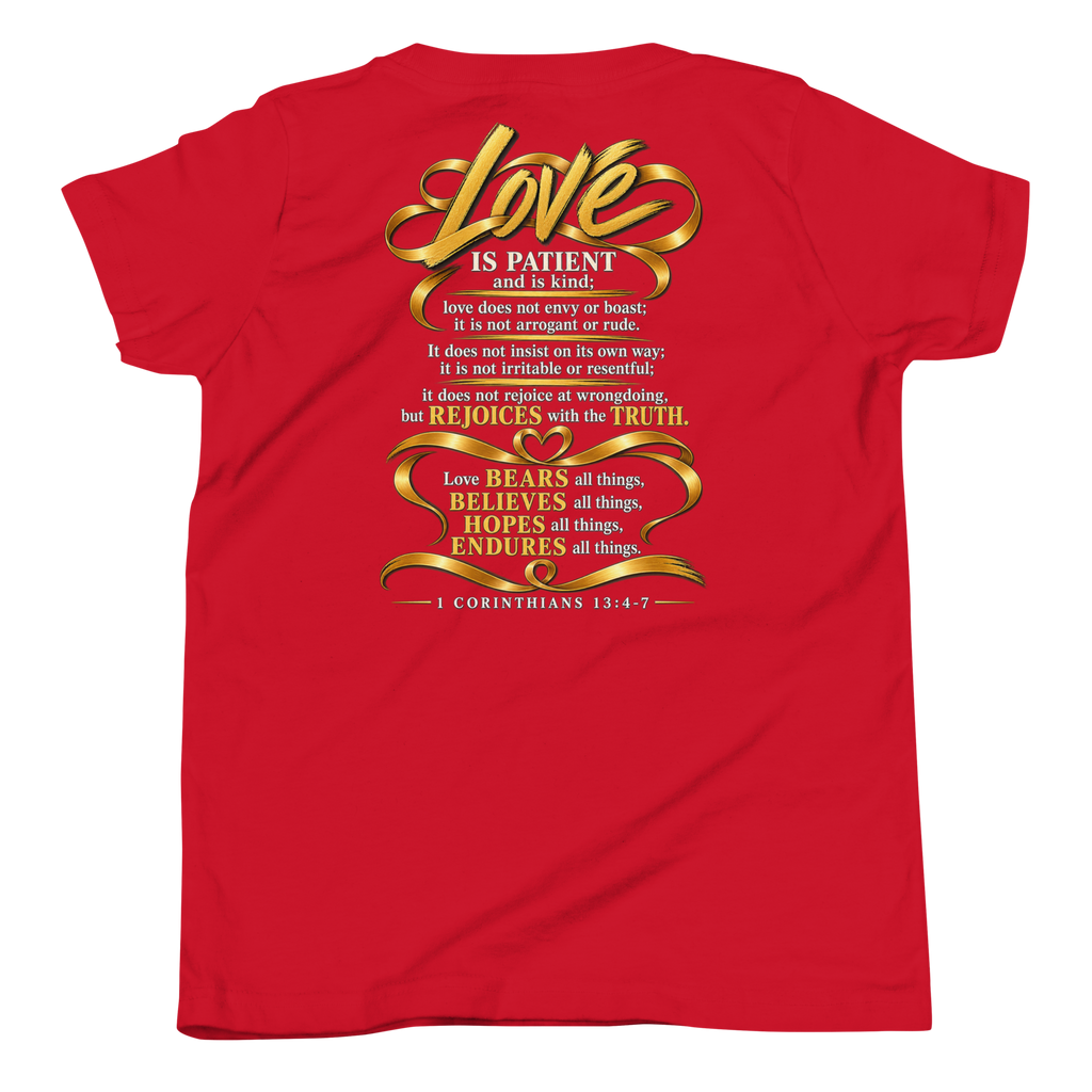Youth this is love Christian T-shirt red back mockup