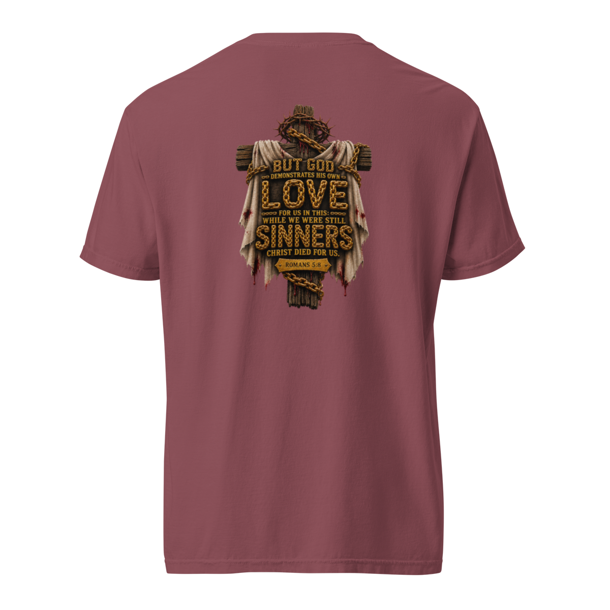 Men's while we were still sinners Christian T-shirt brick back mockup